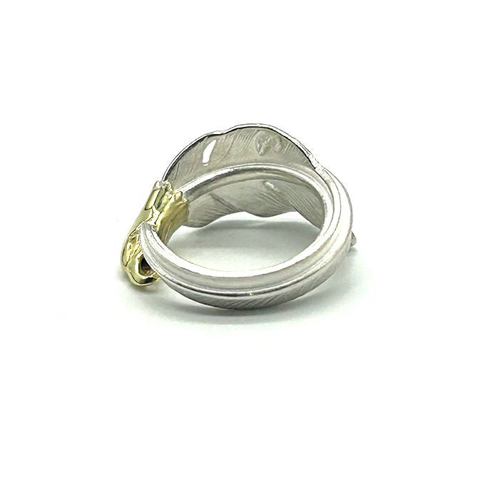 LARRY SMITH EAGLE HEAD KAZEKIRI FEATHER PINKIE RING