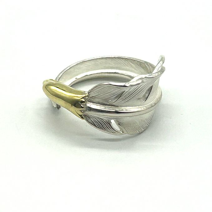 LARRY SMITH EAGLE HEAD KAZEKIRI FEATHER PINKIE RING