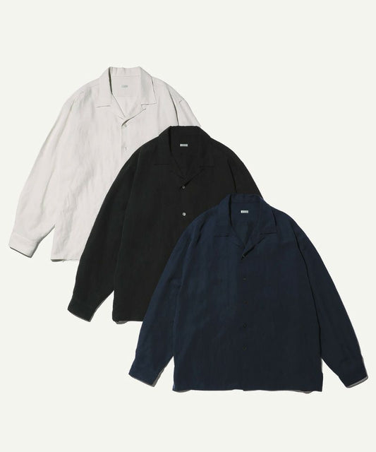 A.PRESSE Silk Linen Open Collar L/S Shirt