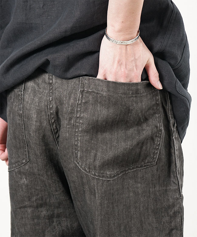 orSlow SUMI DYED LINEN SUMMER FATIGUE PANTS CHARCOAL GRAY
