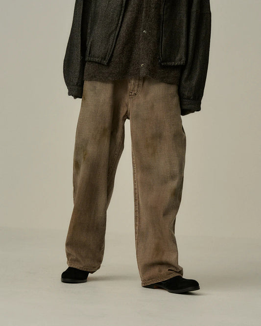 ANCELLM  DENIM PANTS #01 AGING01 (BROWN)
