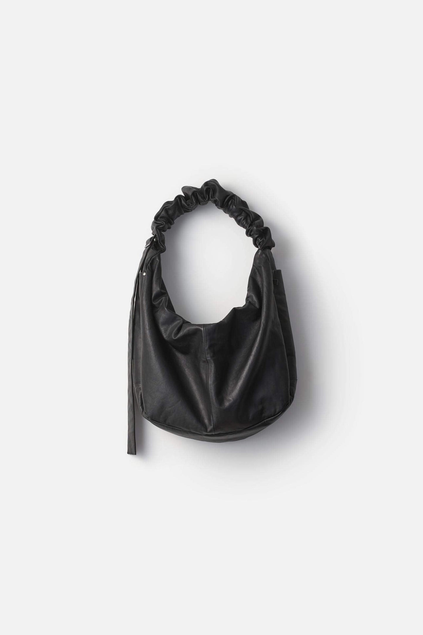 ssstein Goat Leather Shirring Handle Shoulder Bag