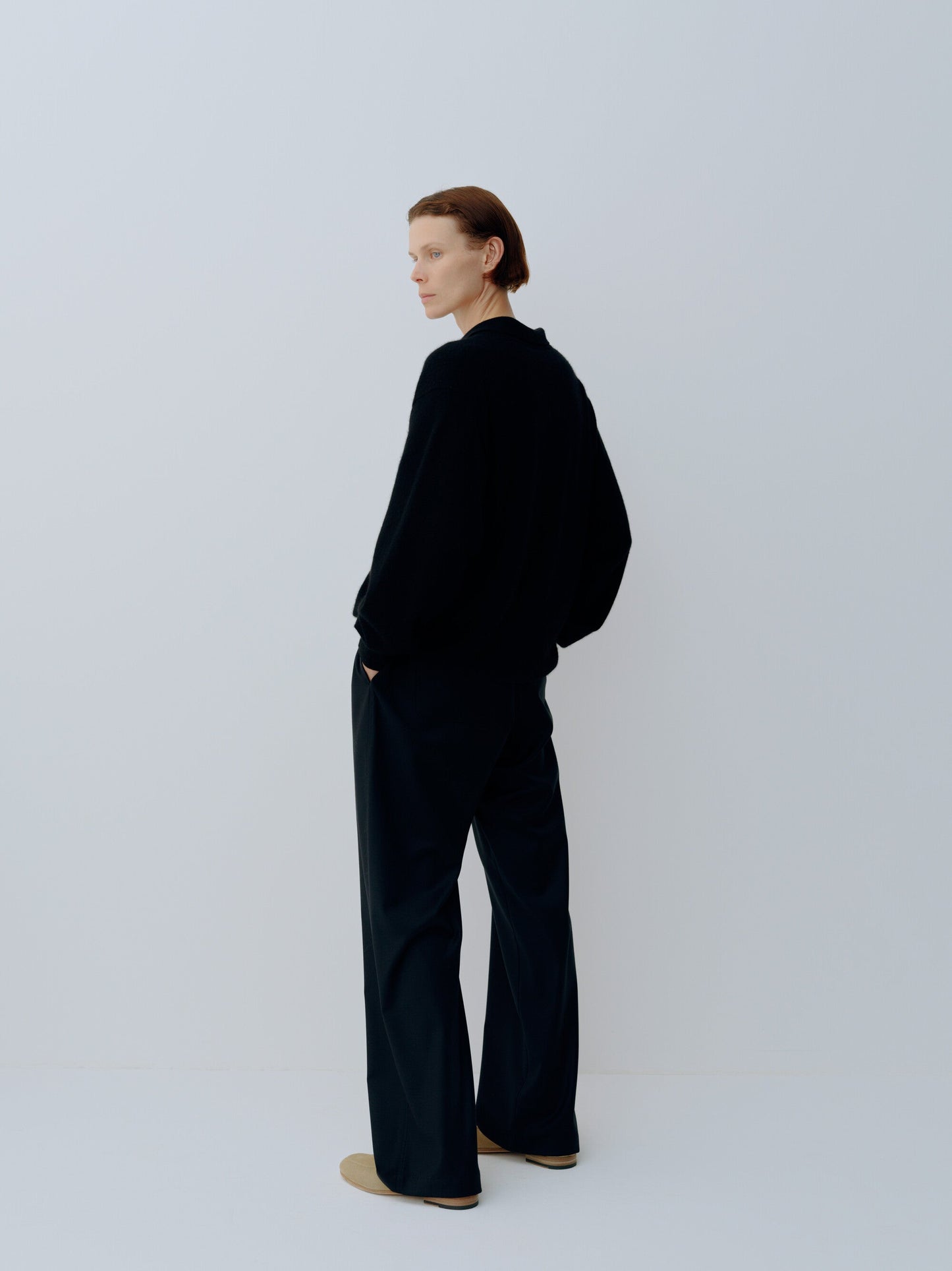 ssstein WOOL SILK DRAWSTRING EASY PANTS
