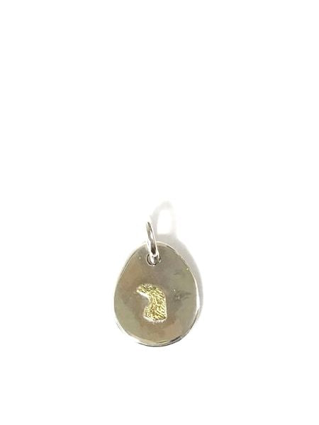 LARRY SMITH EAGLE HEAD PENDANT -18K GOLD ACCENT-