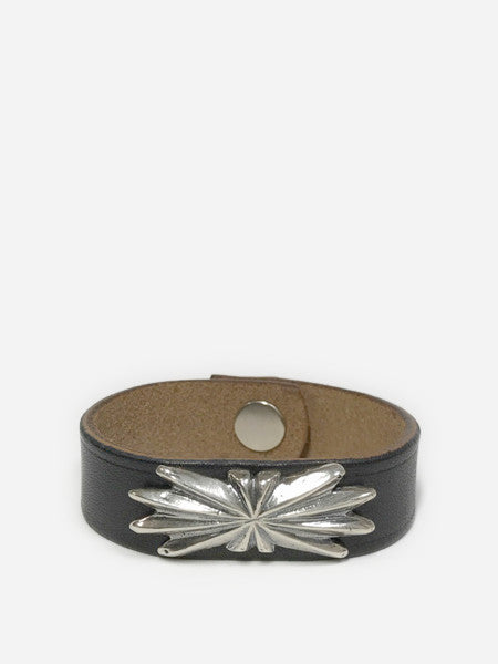 LARRY SMITH BUTTERFLY SHELL CONCHA LEATHER BRACELET Black
