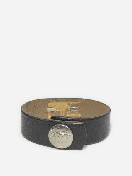 LARRY SMITH BUTTERFLY SHELL CONCHA LEATHER BRACELET Black