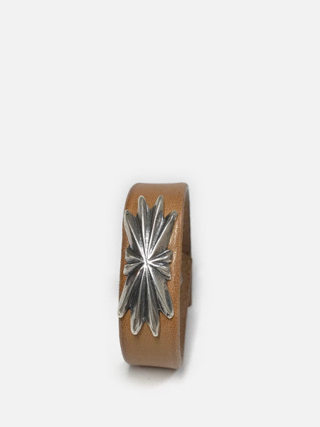 LARRY SMITH BUTTERFLY SHELL CONCHA LEATHER BRACELET L.Brown