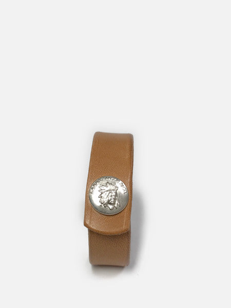 LARRY SMITH BUTTERFLY SHELL CONCHA LEATHER BRACELET L.Brown