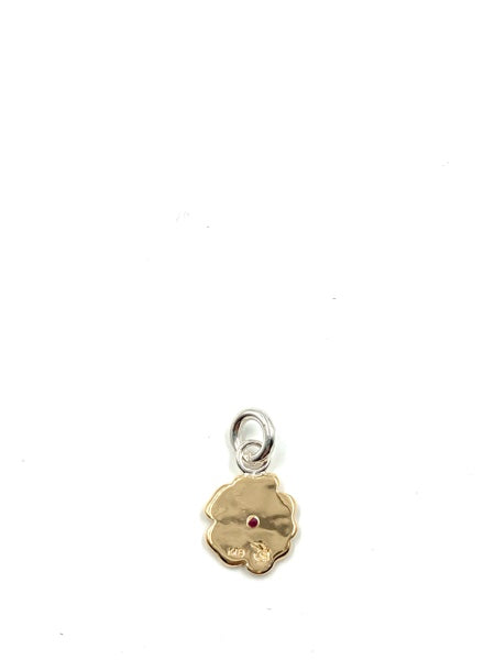 LARRY SMITH 18K GOLD ROSE PENDANT -M- RUBY