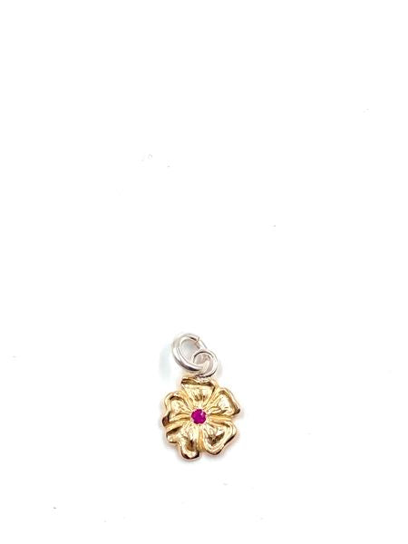 LARRY SMITH 18K GOLD ROSE PENDANT -M- RUBY – unexpected store