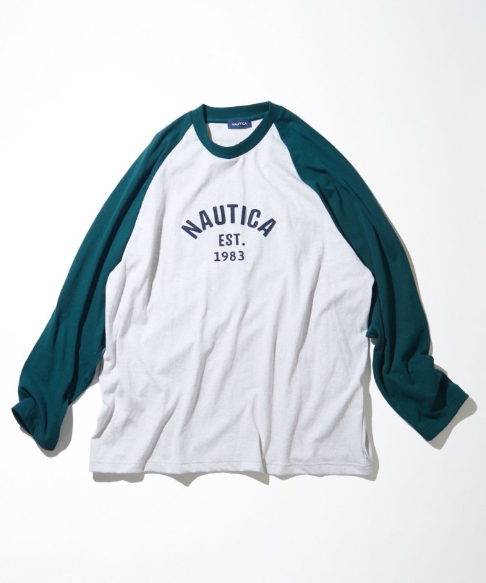NAUTICA JAPAN Felt Patch Arch Logo Raglan Tee