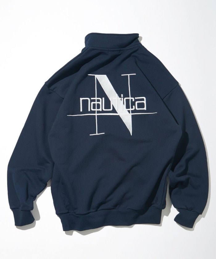 NAUTICA JAPAN Back Embroidery Logo Cadet Collar Sweatshirt