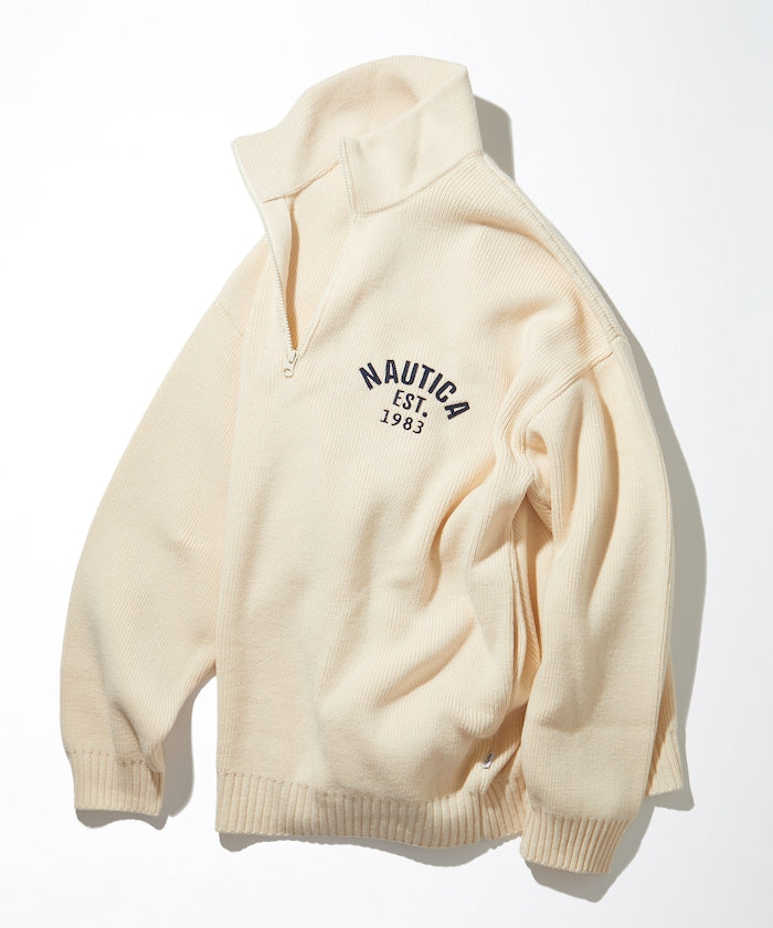 NAUTICA JAPAN Felt Patch Arch Logo Harfzip Sweater