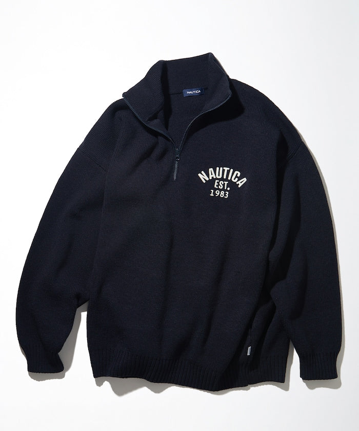 NAUTICA JAPAN Felt Patch Arch Logo Harfzip Sweater