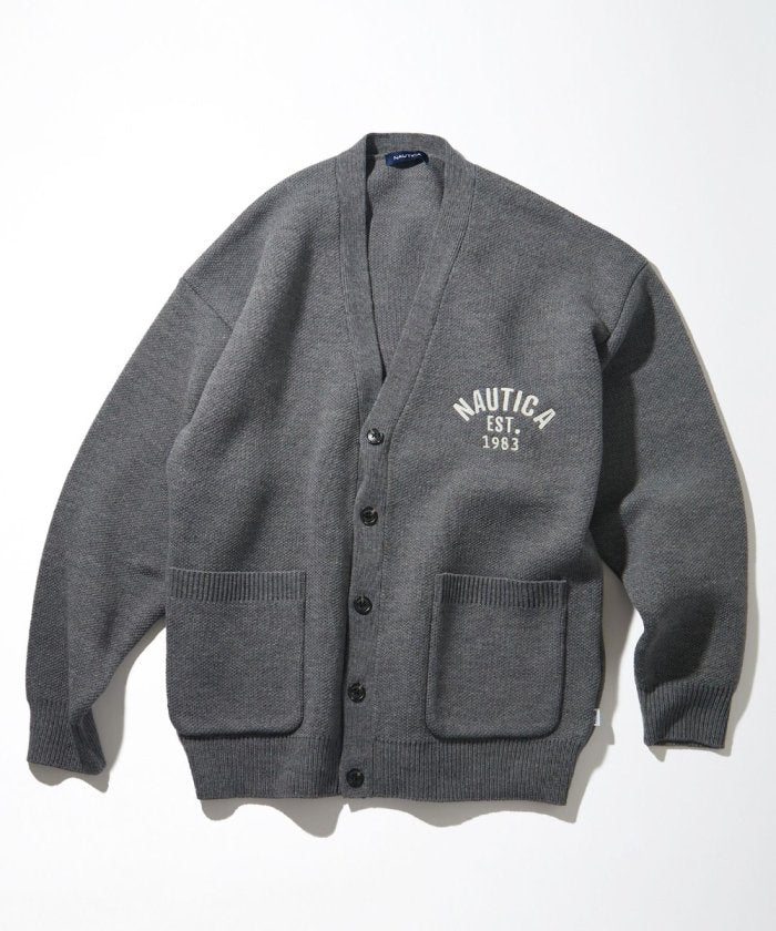 NAUTICA JAPAN Felt Patch Arch Logo V-neck Cardigan