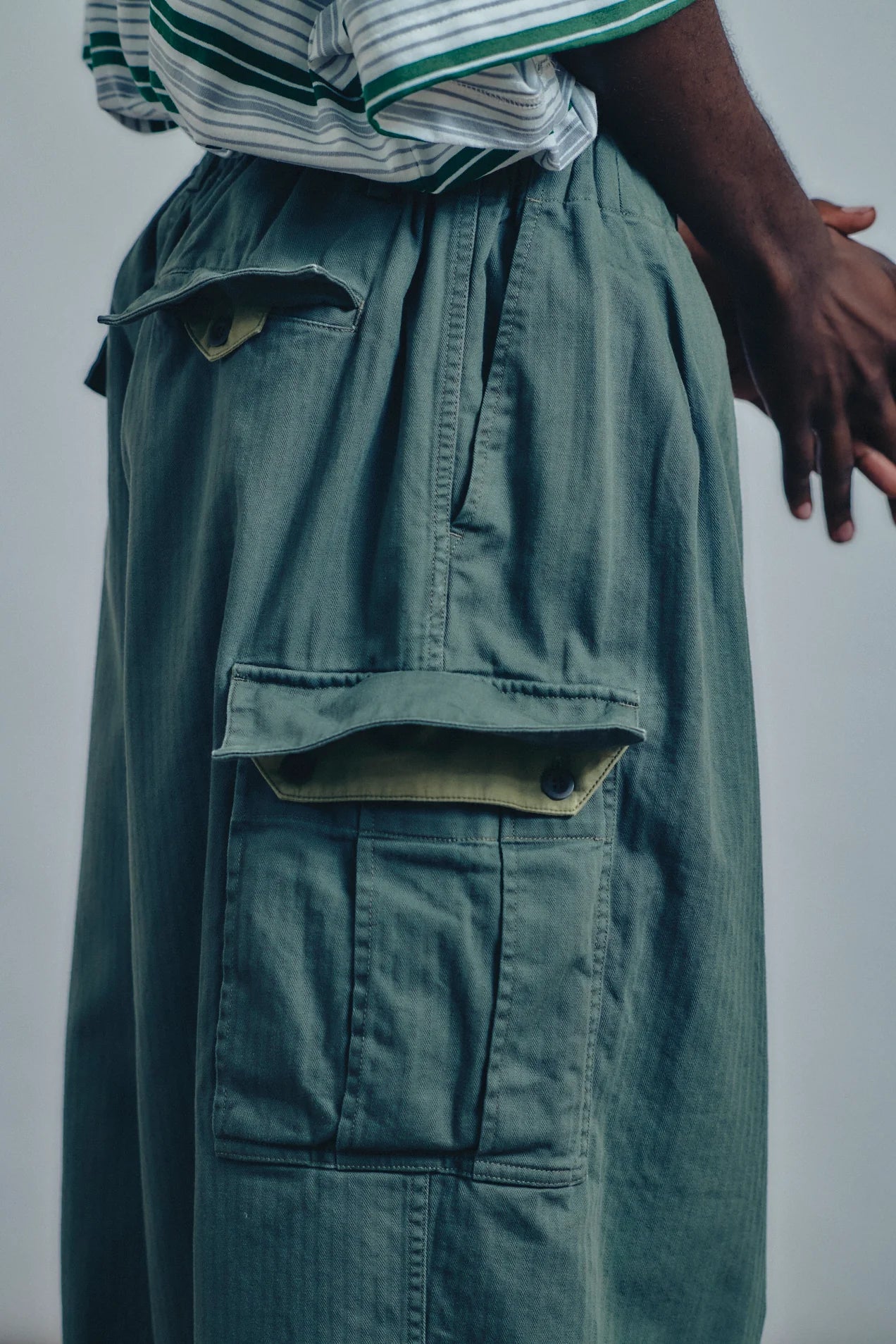 is-ness Herringbone 6-Pocket Pants
