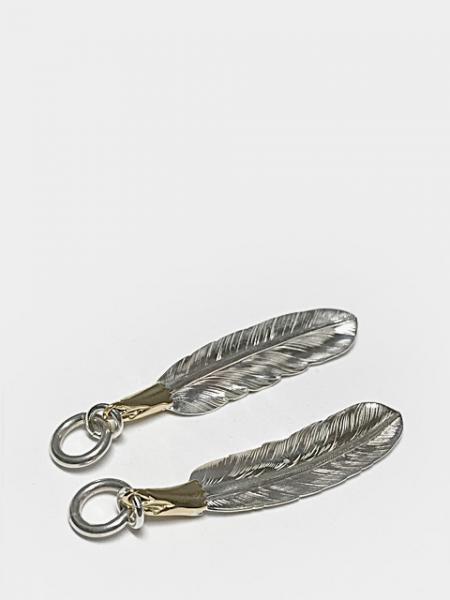 LARRY SMITH EAGLE HEAD FEATHER PENDANT No. 49 18K GOLD ACCENT