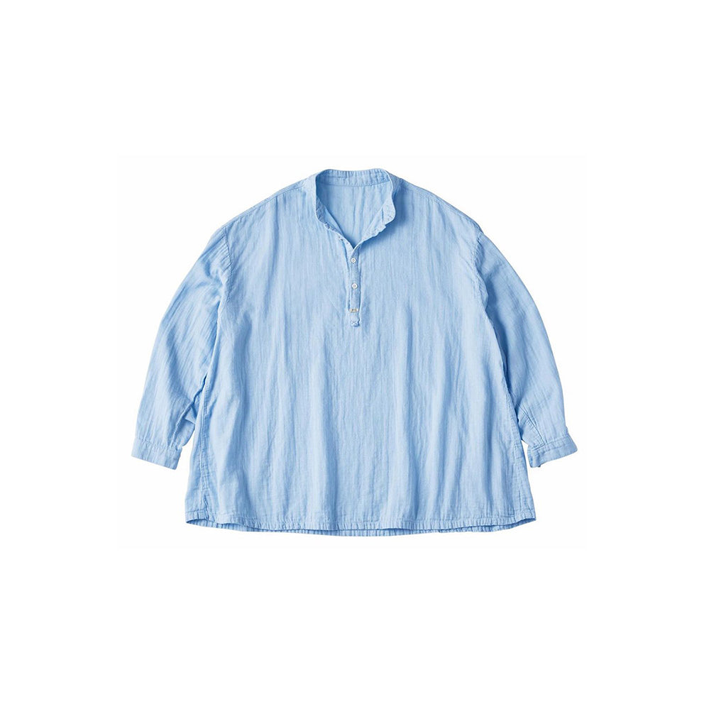Porter Classic SUVIN GOLD GAUZE STAND COLLAR LONG SMOCK SHIRT