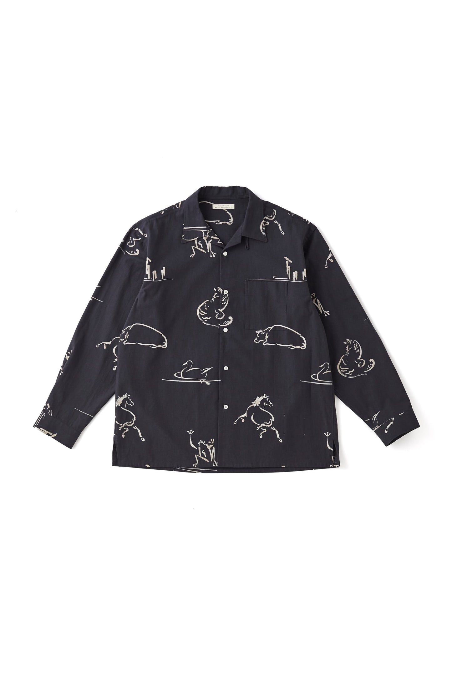 OLD JOE & CO. ORIGINAL PRINTED OPEN COLLAR SHIRTS (Animal Drawing) Long-sleeve