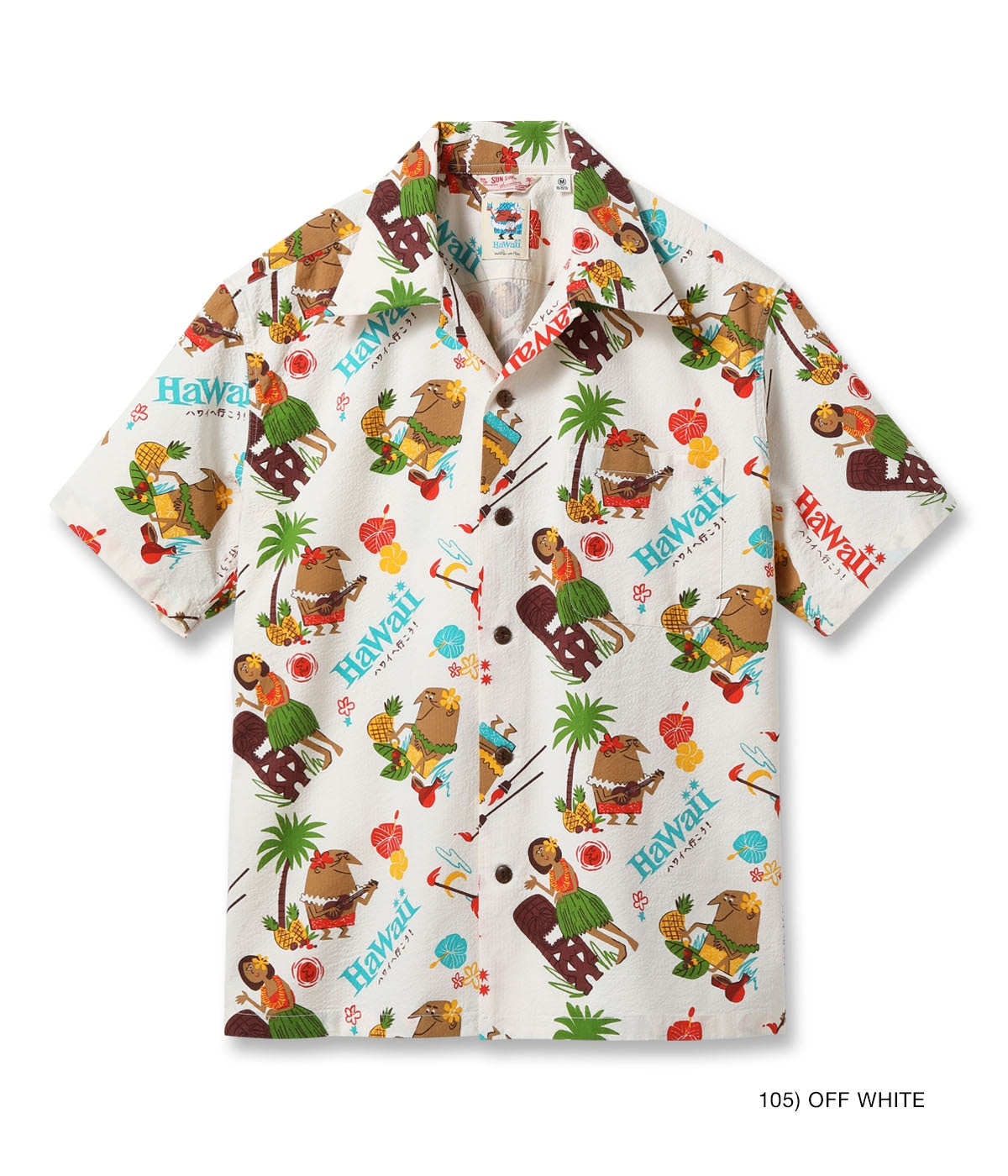 SUN SURF COTTON SEERSUCKER OPEN SHIRT “TRIP TO HAWAII” by 柳原良平 with MOOKIE