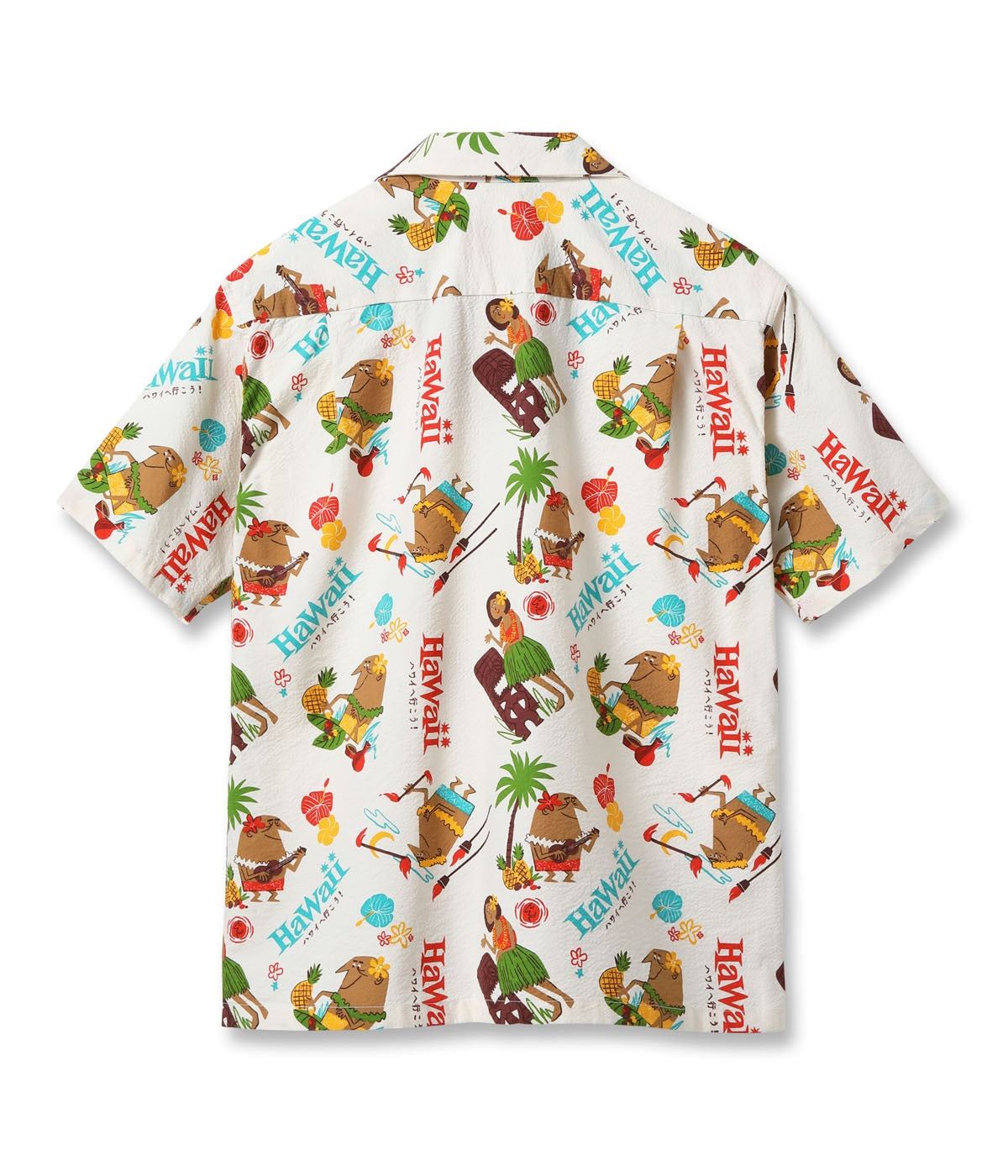 SUN SURF COTTON SEERSUCKER OPEN SHIRT “TRIP TO HAWAII” by 柳原良平 with MOOKIE