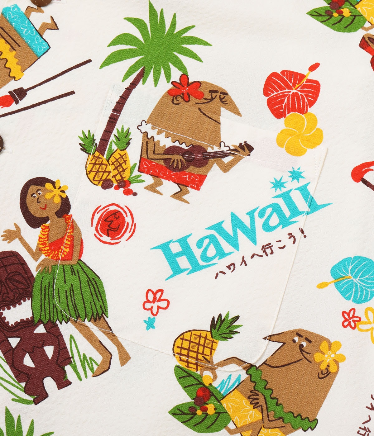 SUN SURF COTTON SEERSUCKER OPEN SHIRT “TRIP TO HAWAII” by 柳原良平 with MOOKIE