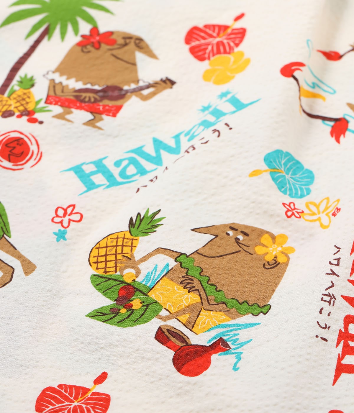 SUN SURF COTTON SEERSUCKER OPEN SHIRT “TRIP TO HAWAII” by 柳原良平 with MOOKIE