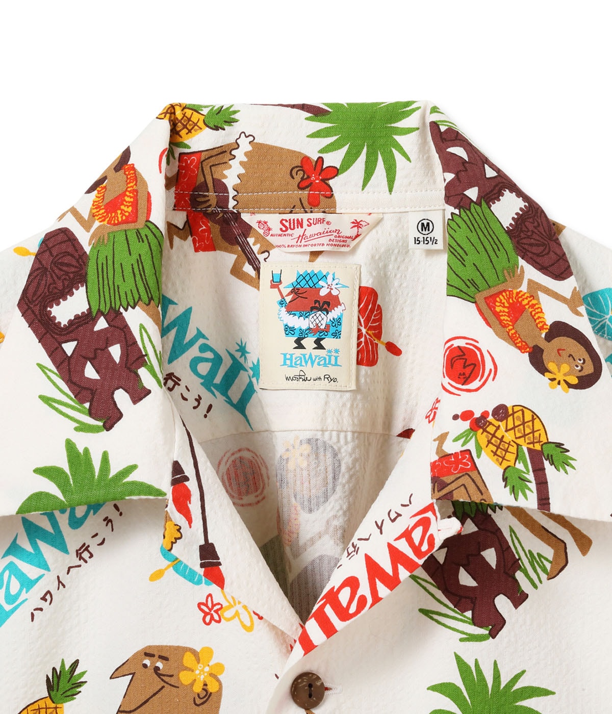 SUN SURF COTTON SEERSUCKER OPEN SHIRT “TRIP TO HAWAII” by 柳原良平 with MOOKIE