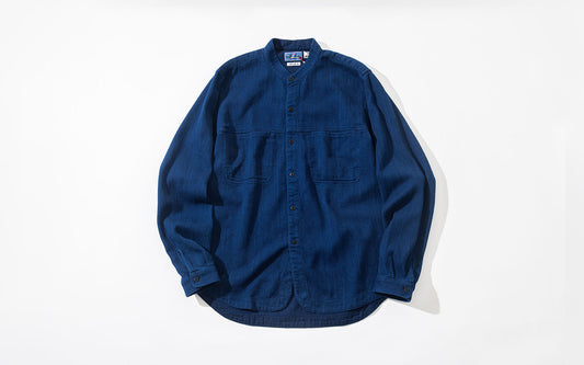 BLUE BLUE JAPAN Casezomesashiko band collar long sleeve shirt
