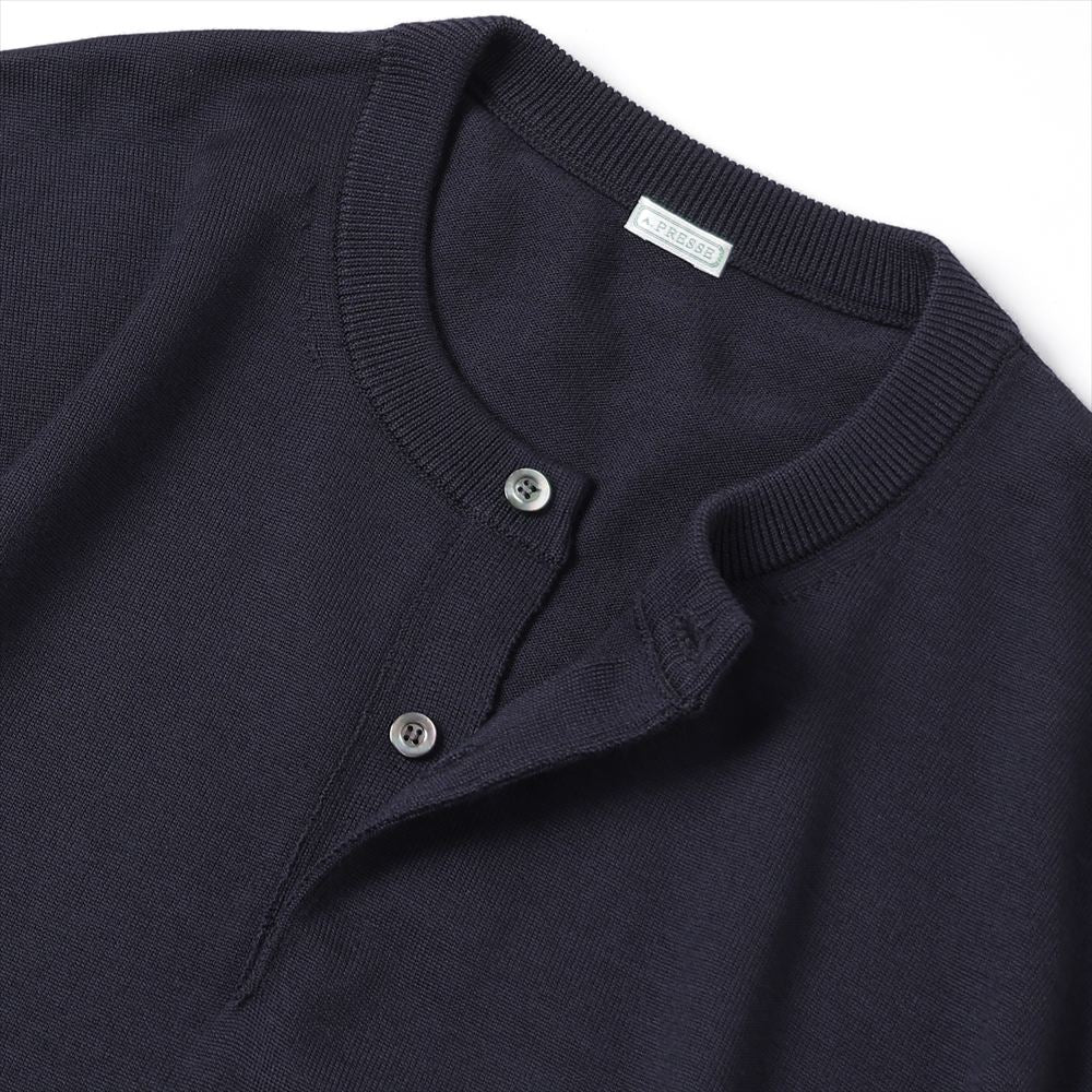 A.PRESSE Wool Knit Henley Neck Sweater