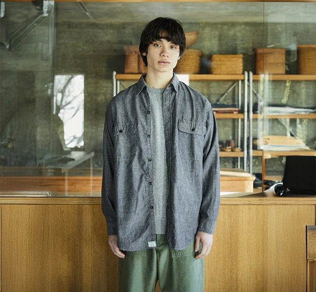 orSlow Black Chambray Work Shirt – unexpected store
