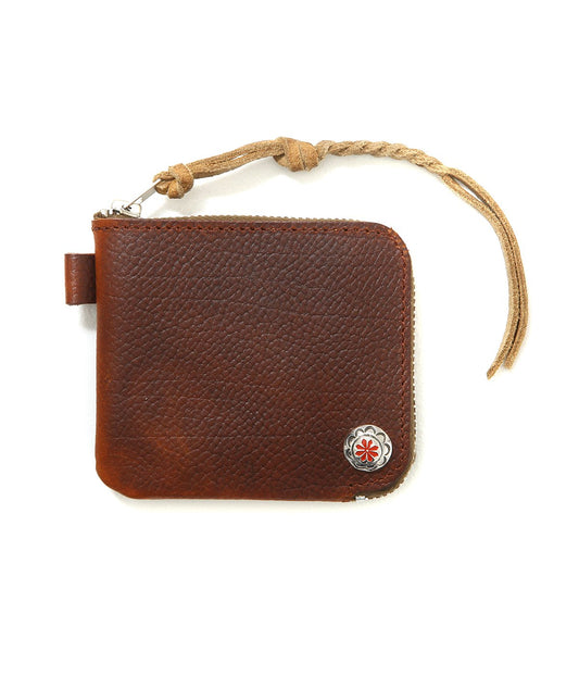 LARRY SMITH EMBOSSED L ZIPPER SHORT WALLET