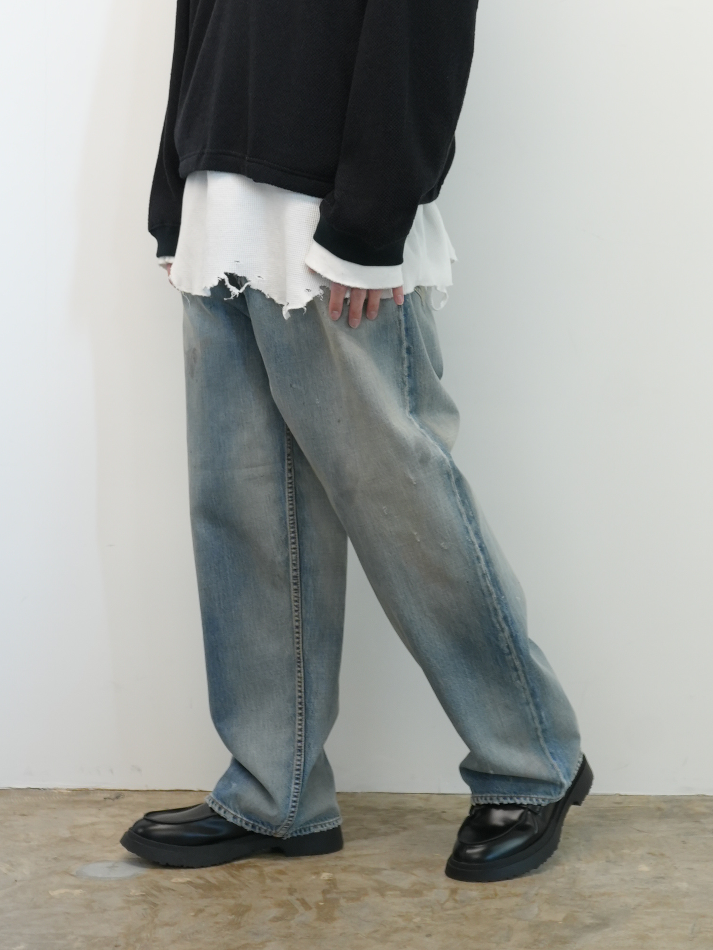 ANCELLM AGING STRAIGHT 5P DENIM PANTS
