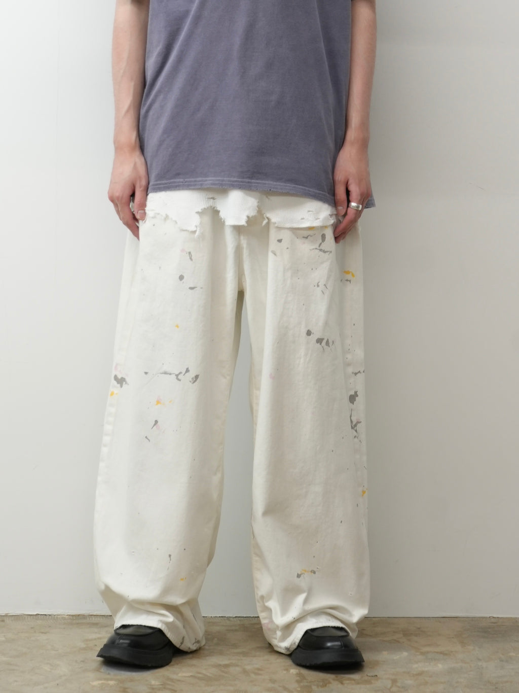 ANCELLM LIGHT OZ WIDE STRAIGHT DENIM PANTS (WHITE)