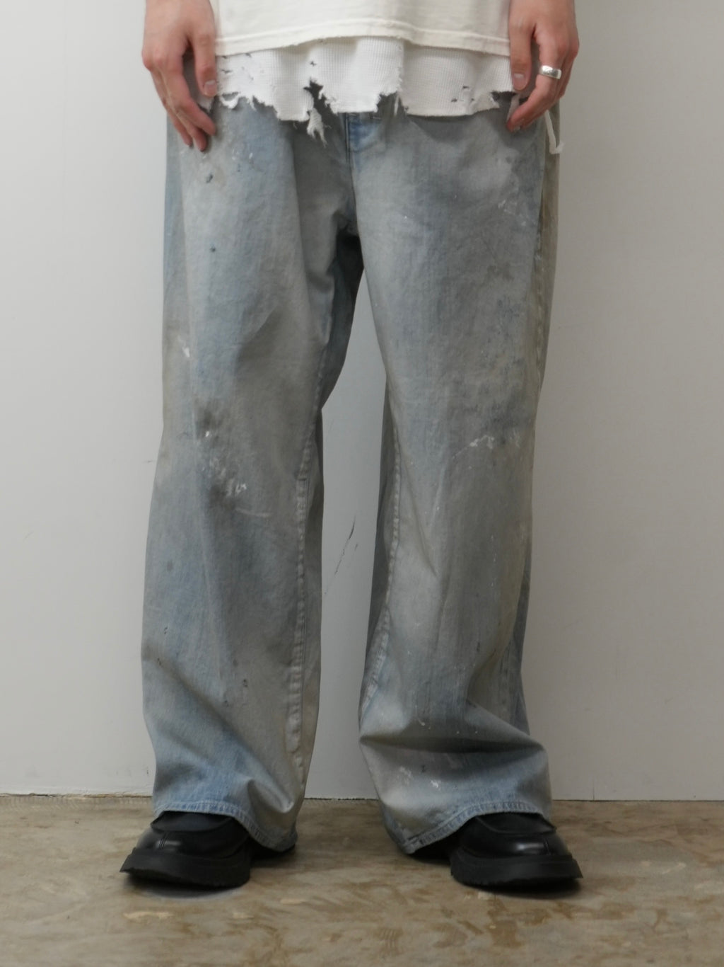ANCELLM LIGHT OZ WIDE STRAIGHT DENIM PANTS (INDIGO)