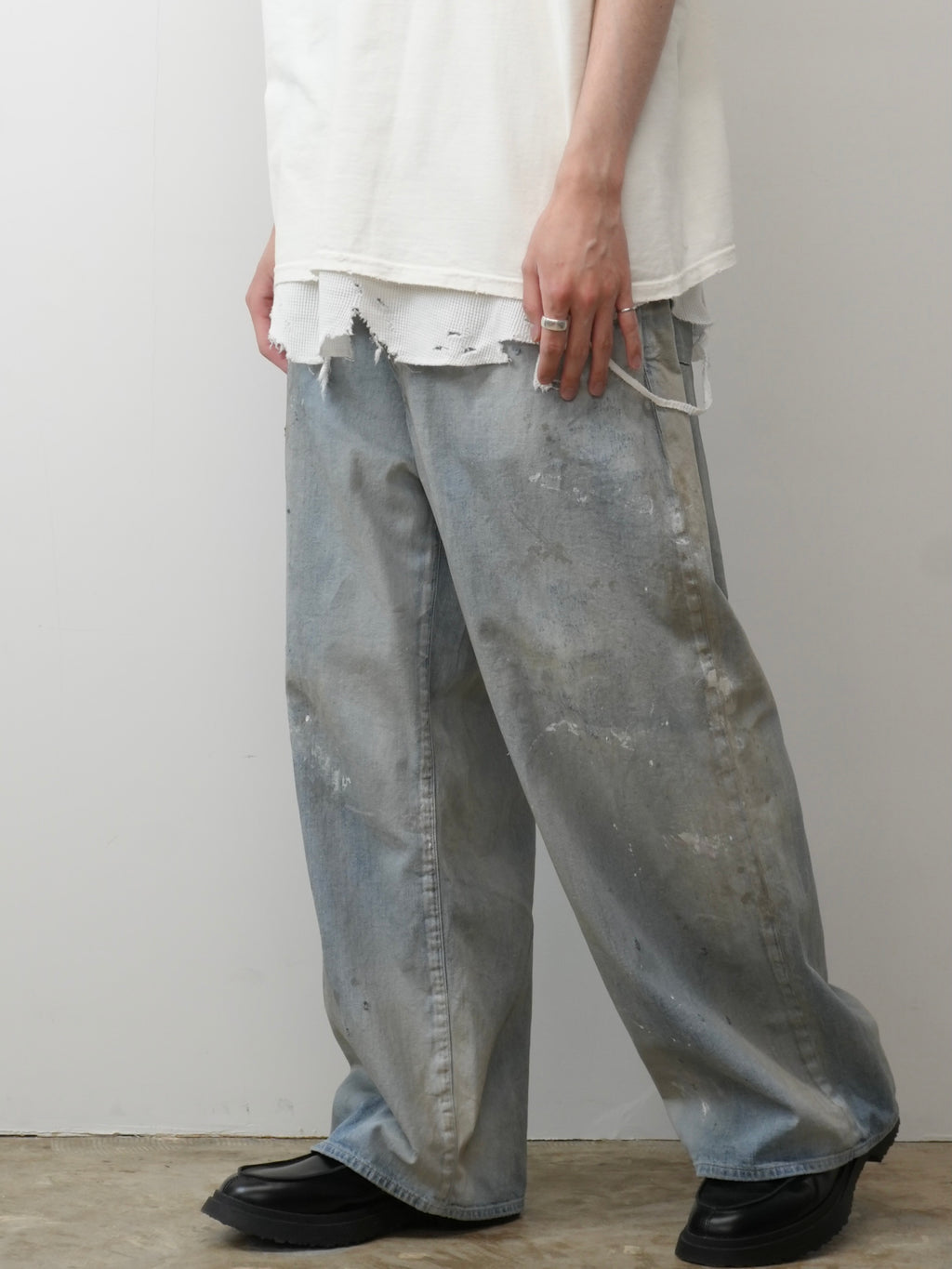 ANCELLM LIGHT OZ WIDE STRAIGHT DENIM PANTS (INDIGO)