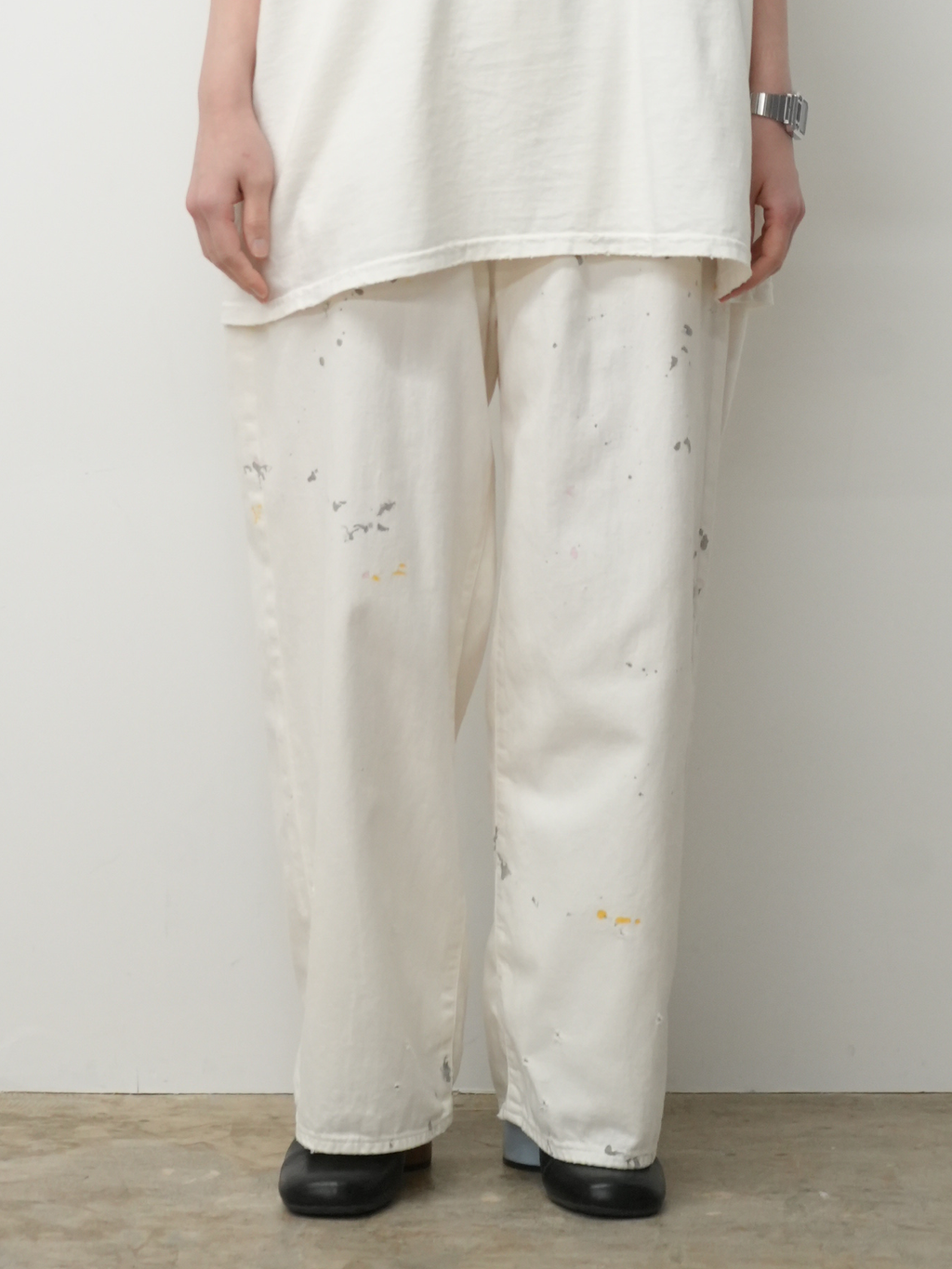 ANCELLM LIGHT OZ WIDE STRAIGHT DENIM PANTS (WHITE)