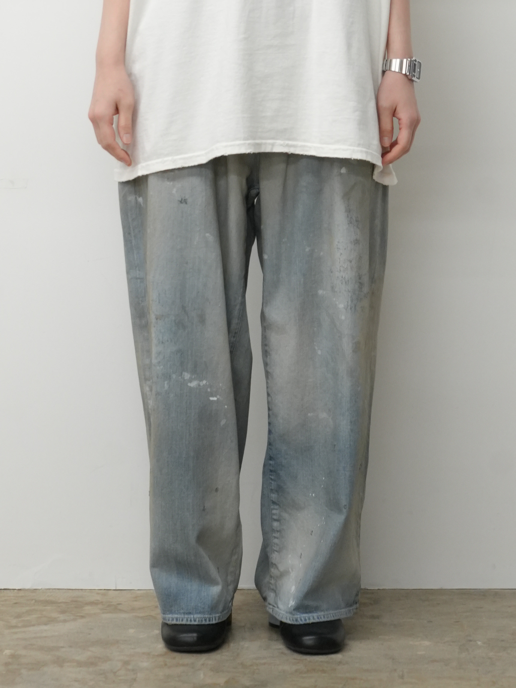ANCELLM LIGHT OZ WIDE STRAIGHT DENIM PANTS (INDIGO)