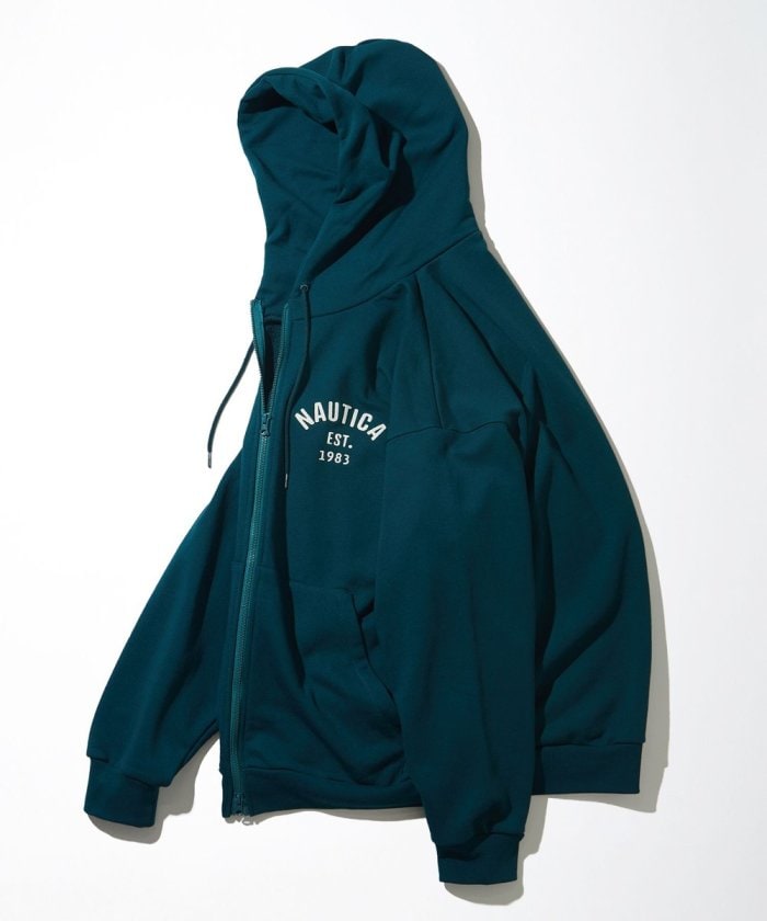 NAUTICA JAPAN Felt Patch Arch Logo Full Zip Sweat Hoodie