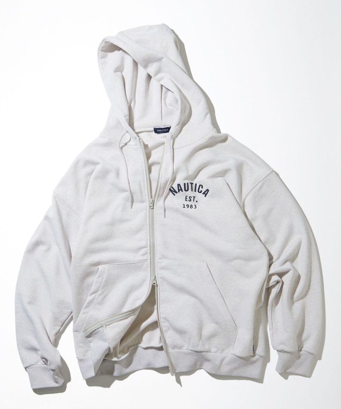 NAUTICA JAPAN Felt Patch Arch Logo Full Zip Sweat Hoodie