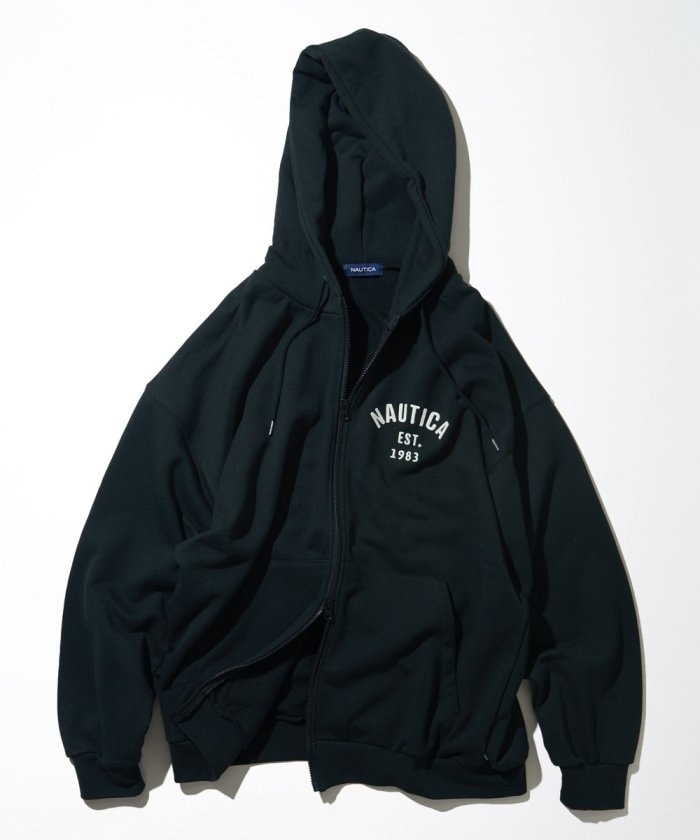 NAUTICA JAPAN Felt Patch Arch Logo Full Zip Sweat Hoodie