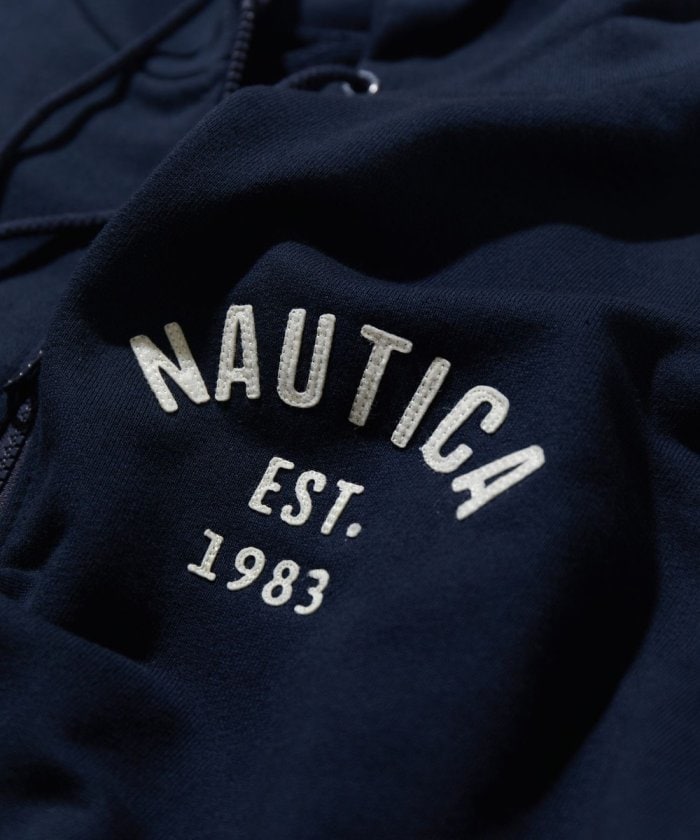 NAUTICA JAPAN Felt Patch Arch Logo Full Zip Sweat Hoodie