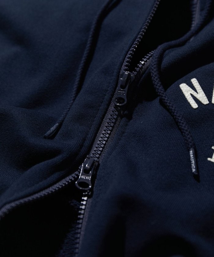 NAUTICA JAPAN Felt Patch Arch Logo Full Zip Sweat Hoodie