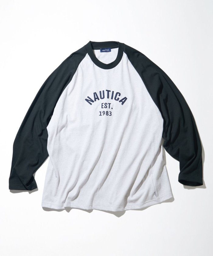 NAUTICA JAPAN Felt Patch Arch Logo Raglan Tee