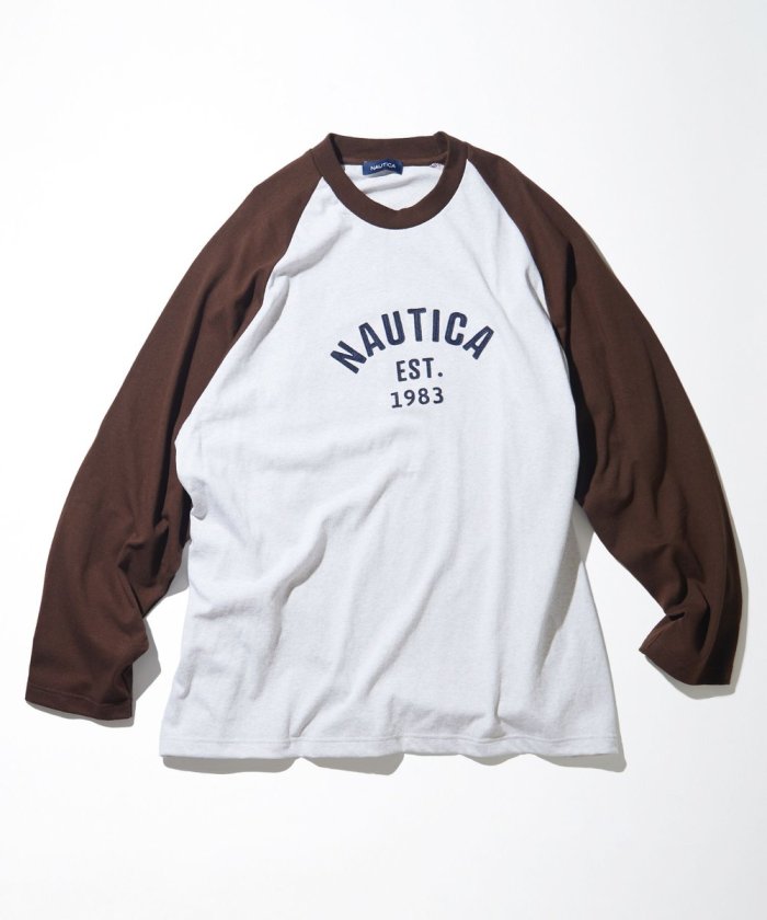 NAUTICA JAPAN Felt Patch Arch Logo Raglan Tee
