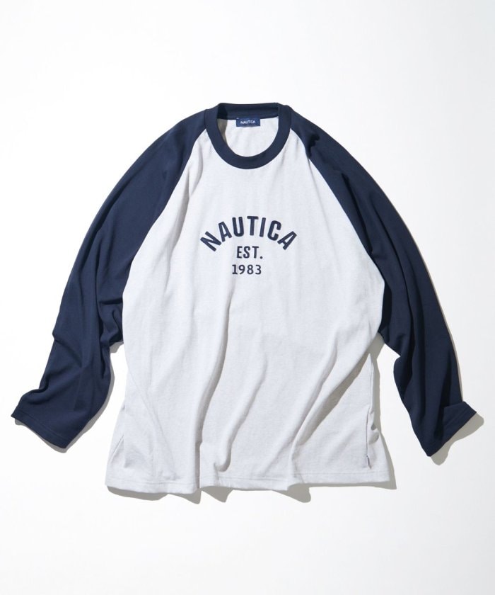 NAUTICA JAPAN Felt Patch Arch Logo Raglan Tee