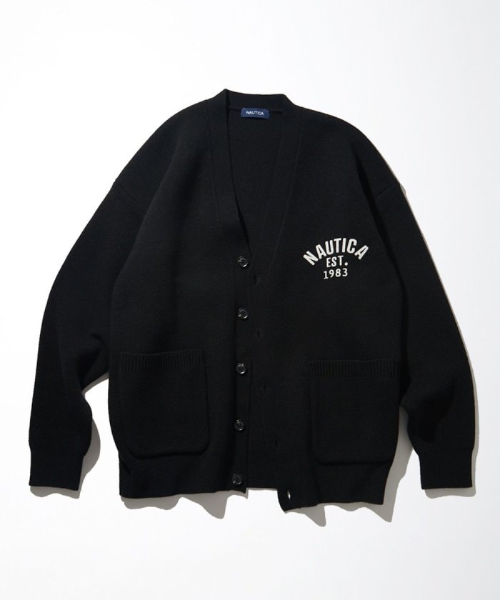NAUTICA JAPAN Felt Patch Arch Logo V-neck Cardigan