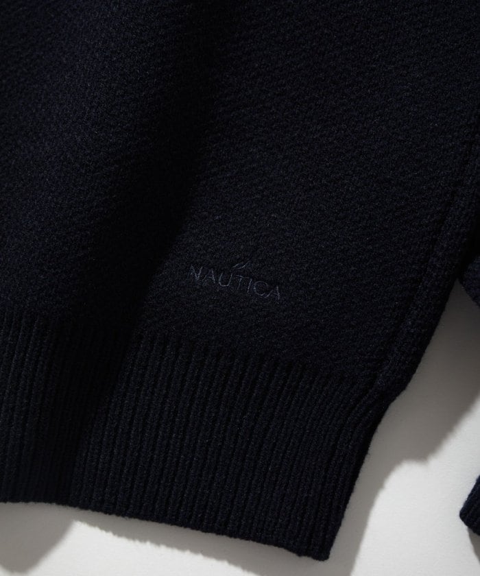 NAUTICA JAPAN Felt Patch Arch Logo V-neck Cardigan