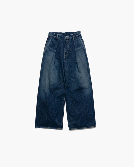 Graphpaper Selvage Denim Two Tuck Wide Pants - DARK FADE