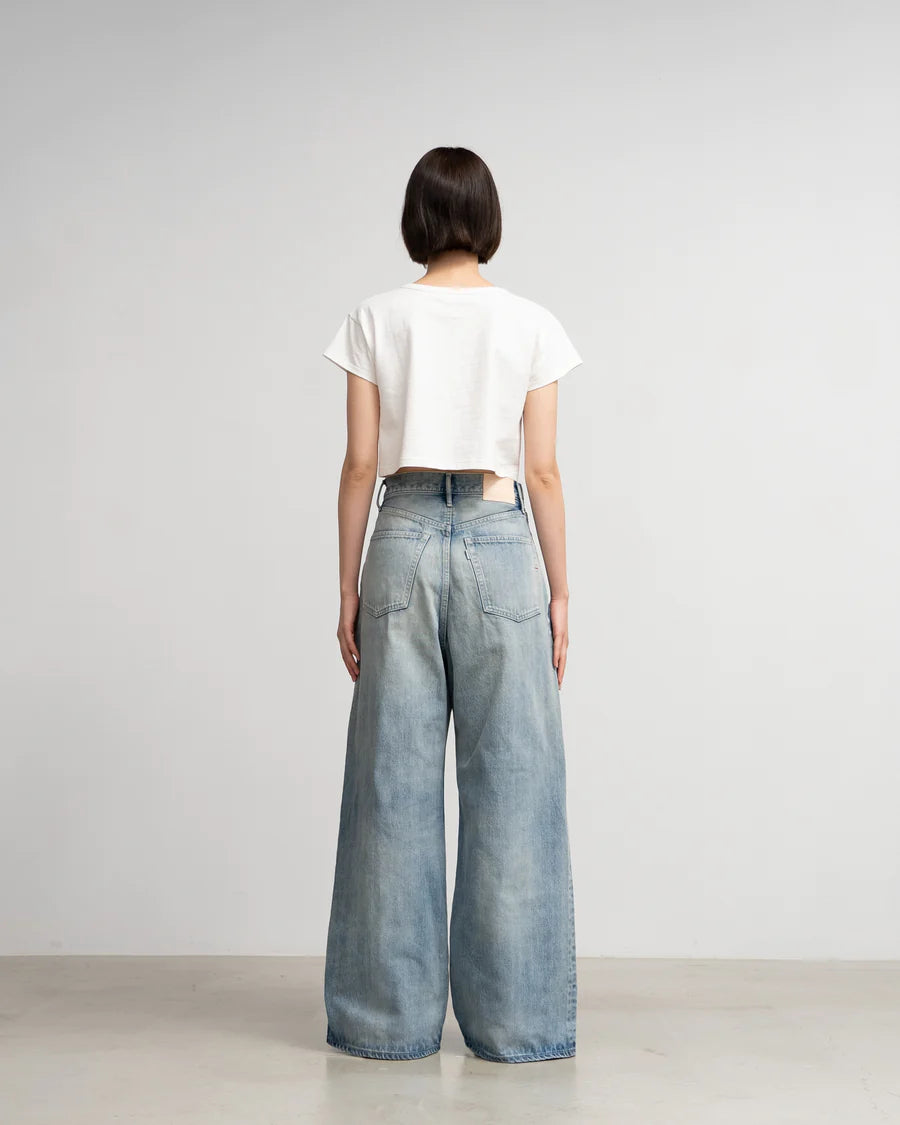 Graphpaper Selvage Denim Two Tuck Wide Pants - LIGHT FADE